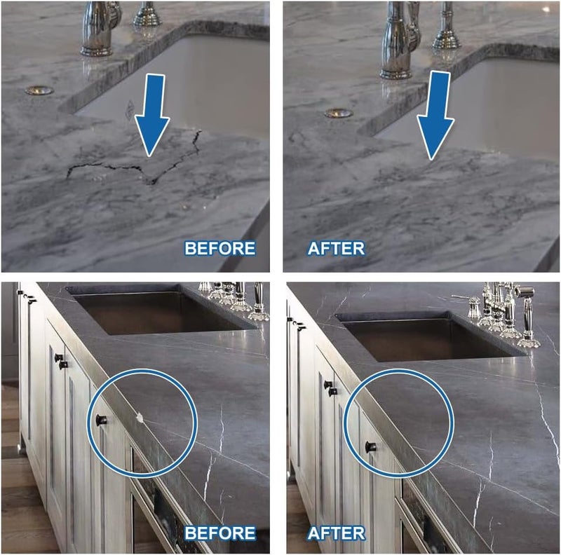 cocomfix Quartz Countertop Chip Repair Kit(Light Gray), Marble and Granite Repair to Fix Nicks, Chips or Scratches on Granite, Marble Porcelain, Corian, Travertine, Quartz, Acrylic and Other Surfaces. - Image 3